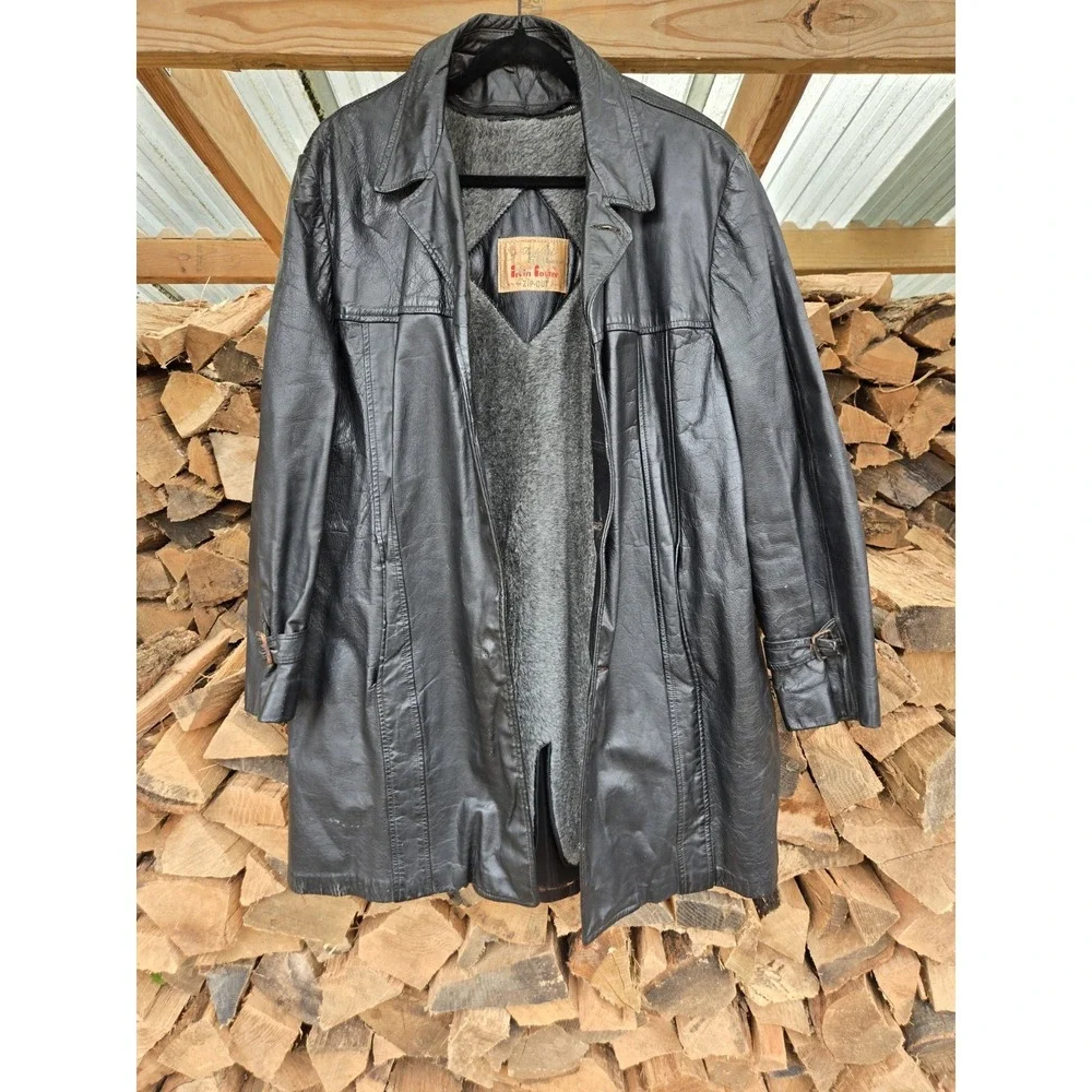 VTG 50s IRVIN FOSTER ZIP OUT Horsehide Leather Shearling Coat Jacket USA Mens 44